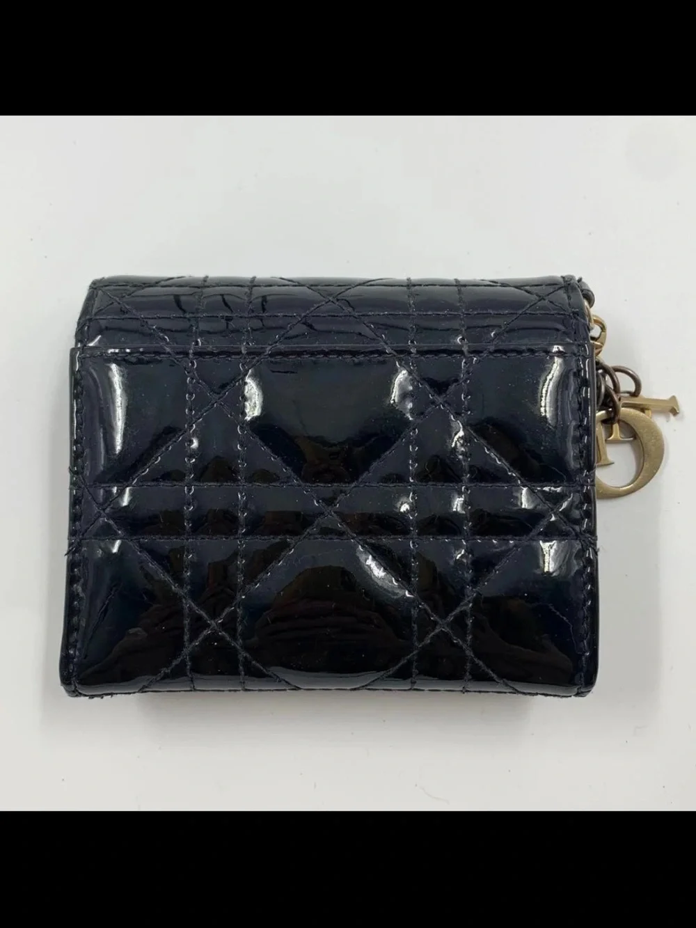 Dior Black Patent Quilted Leather Wallet